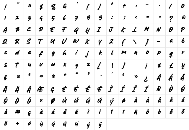 Babies Shower Regular  glyph index