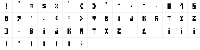 Televideo Regular  glyph index