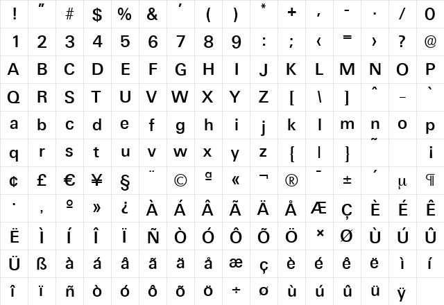 UltimateSerial-Medium Regular  glyph index