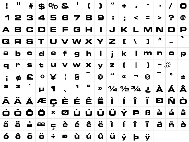 Palindrome Expanded SSi Bold Expanded  glyph index