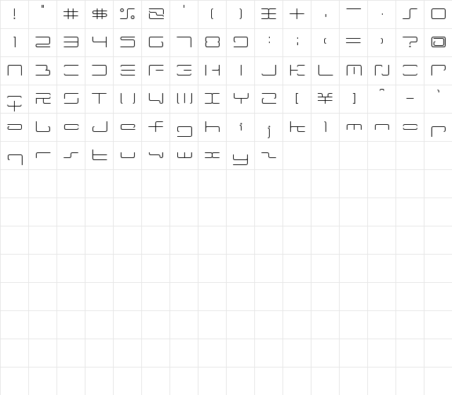 ltr-04:wireflame Regular  glyph index