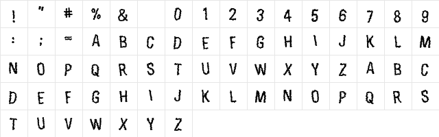 Exoneration Regular  glyph index