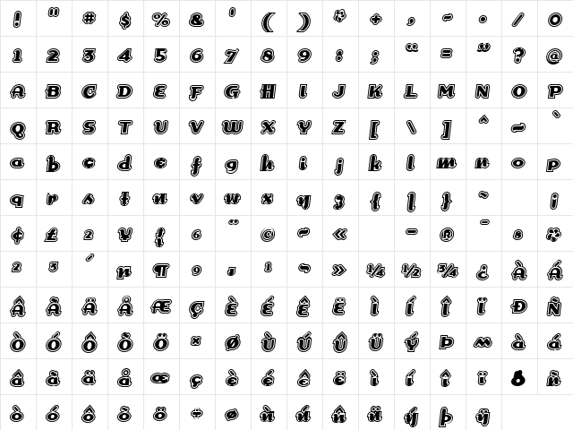 DogmaOutline Regular  glyph index