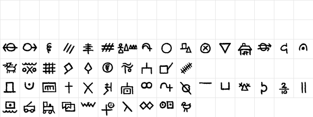 Cross Words Regular  glyph index