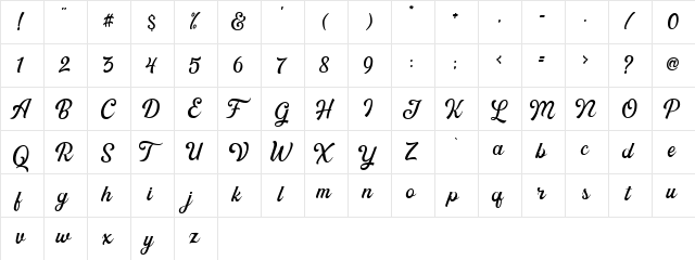 Greatly DEMO Regular  glyph index