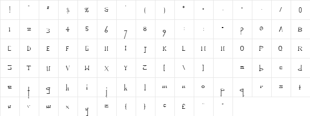 Methyl Medium  glyph index