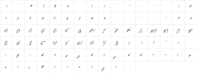 Felisha Roseland Demo Regular  glyph index
