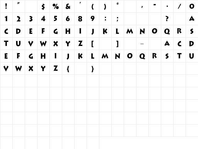 Marshall 4 Regular  glyph index