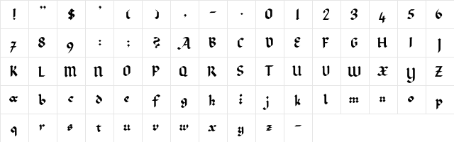CallifontsA02PostScript Regular  glyph index