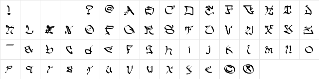 Untitled Regular  glyph index