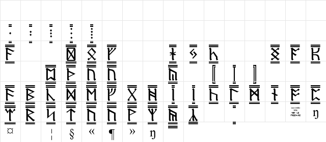 Dwarf Runes-2 Regular  glyph index