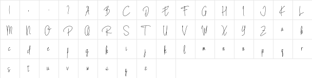 Blista Rade Demo Regular  glyph index