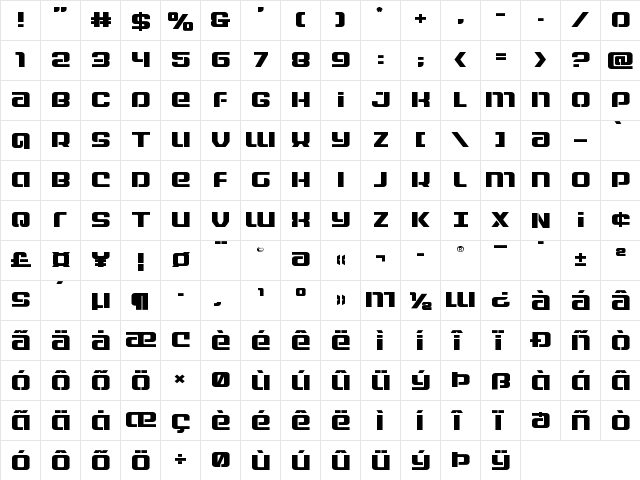 Globe Trekker Expanded Expanded  glyph index