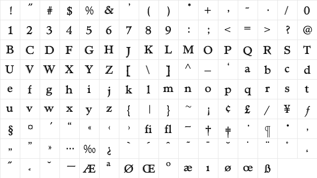 TCAdministerHandtooled Regular  glyph index
