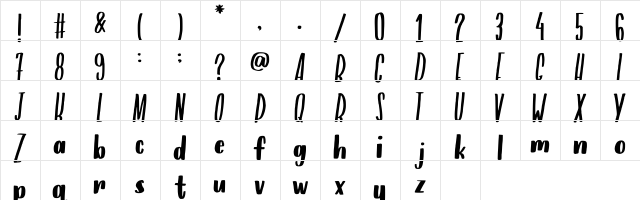 Adrienne Regular  glyph index