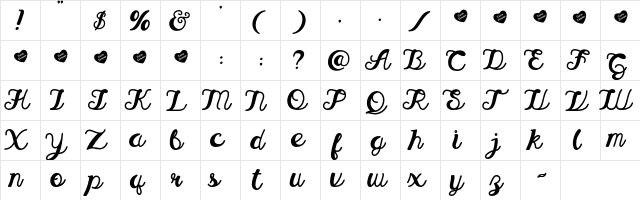 The Secret Love Med Reguler Regular  glyph index