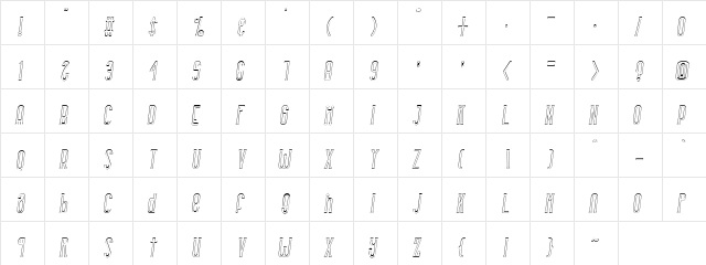 Rhantica Serif Ital Out  glyph index