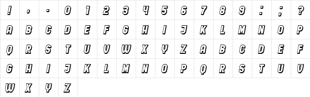 Restaurant Menu Hollow Regular  glyph index