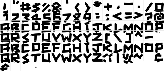 Taped Up Tight Regular  glyph index