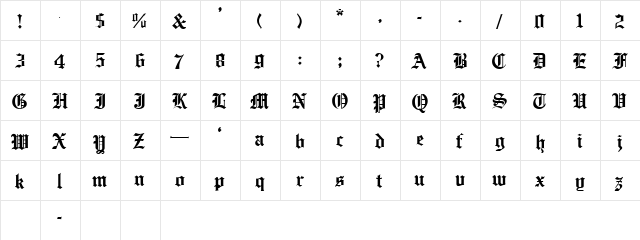 EMILCOB Regular  glyph index