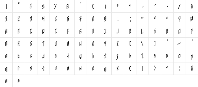 ZX80 Regular  glyph index