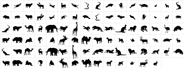 Zoologic Regular  glyph index