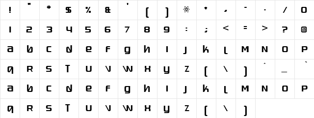 Domiz Pizz Regular  glyph index