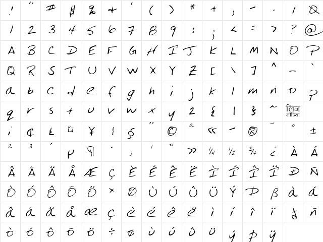 LEHN184 Regular  glyph index