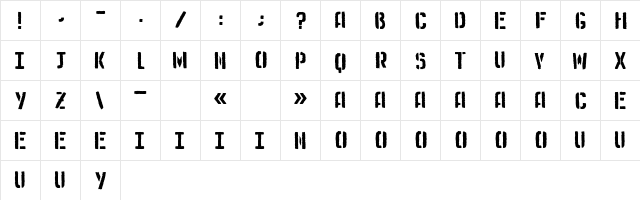 Medistencil Regular  glyph index