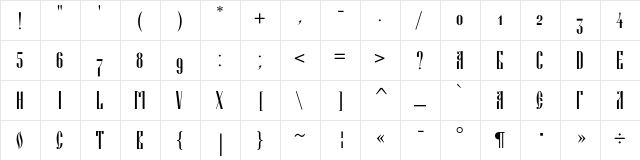 BlagovestThreeC Regular  glyph index