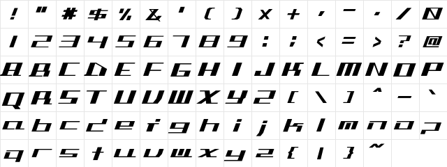Jetplus Regular  glyph index