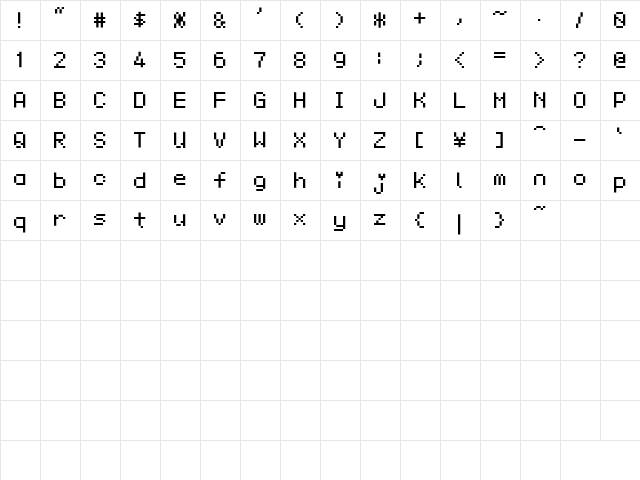 KS-PetitHeart08 Regular  glyph index