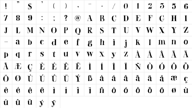 DK Abeille Regular  glyph index