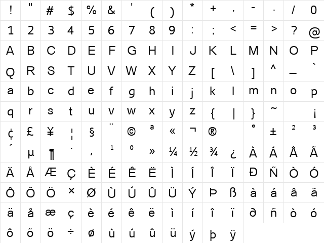 Catriel Regular  glyph index