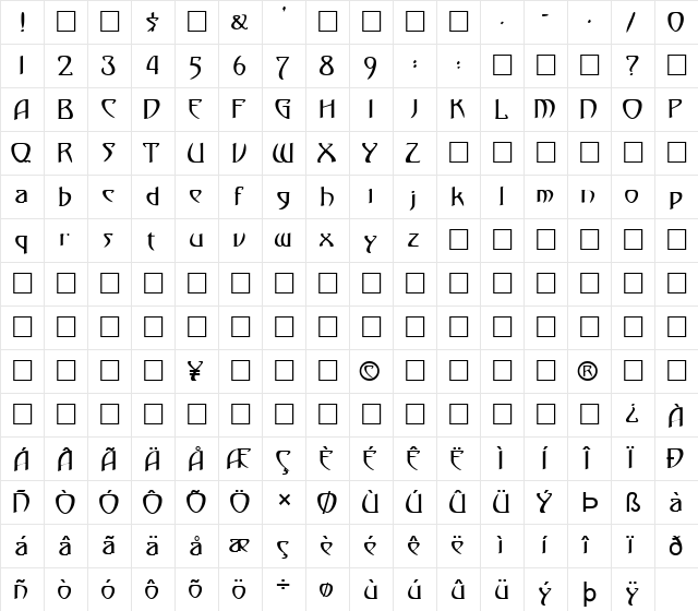 FZ JAZZY 1 Normal  glyph index