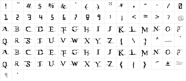 MatrixC Regular  glyph index