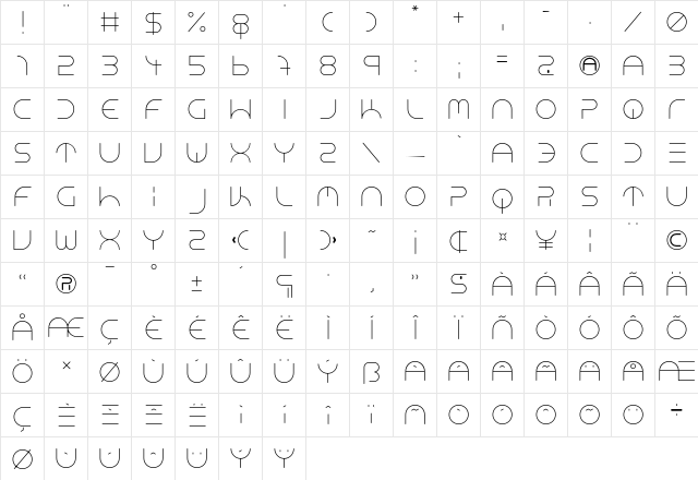 NEON CLUB MUSIC Light  glyph index