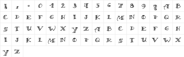 Samba! Regular  glyph index