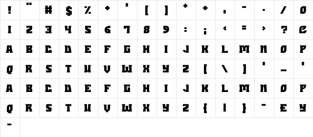 Dungeons Regular  glyph index
