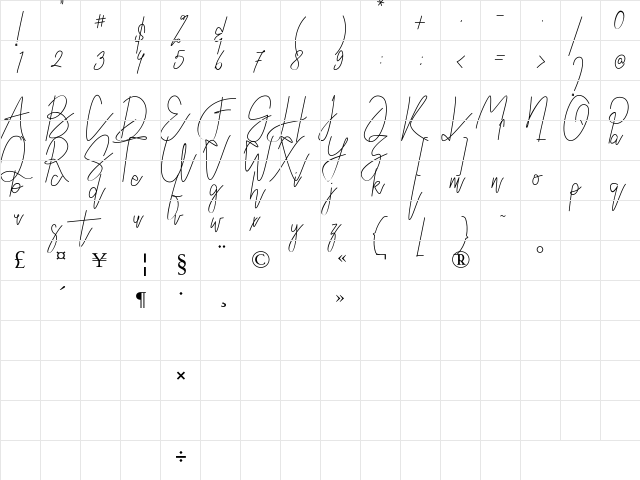 Austin Worth Regular  glyph index