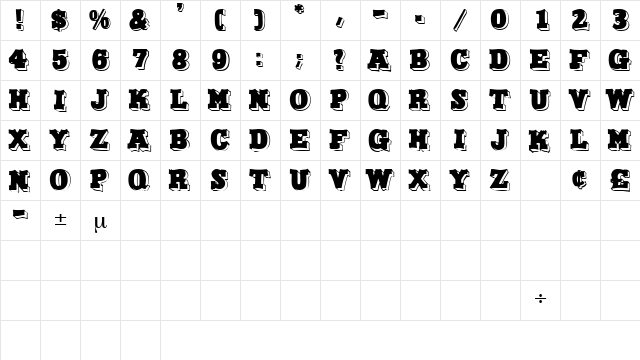 NorthFaceDisplayCapsSSK Regular  glyph index