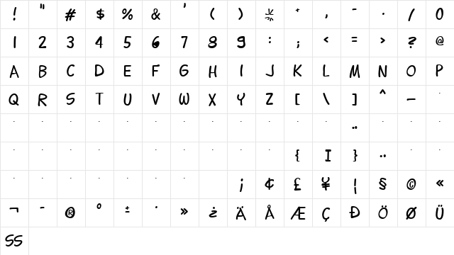 Lettering1 Normal  glyph index