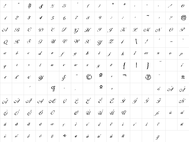 BallantinesRandom Regular  glyph index