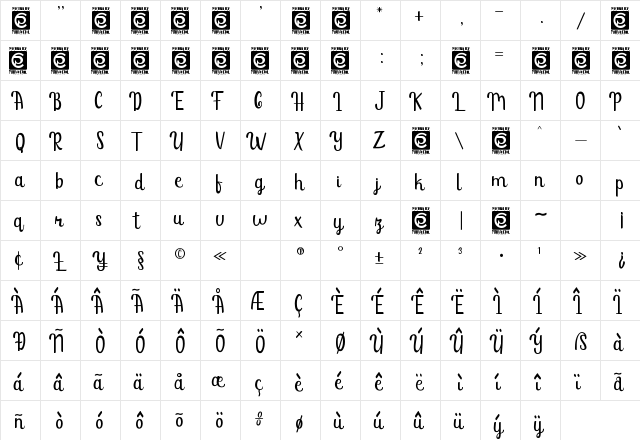 Sunshine Mind Regular  glyph index