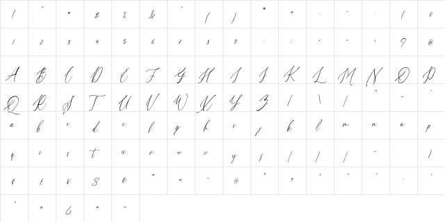 Willion Regular  glyph index