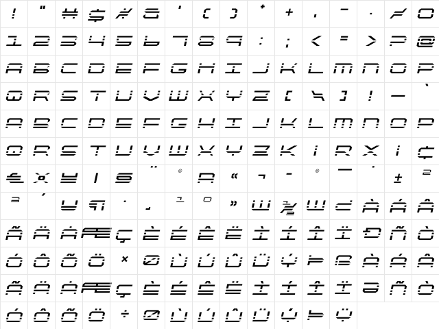 QuickQuick Semi-Italic Semi-Italic  glyph index