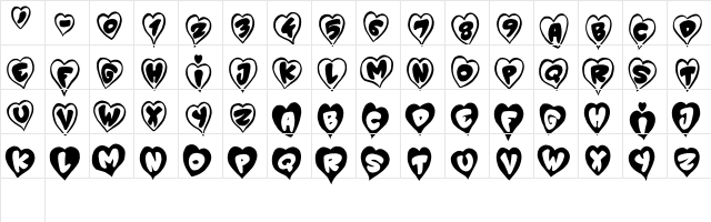 P'tit Coeur d'Amour Regular  glyph index
