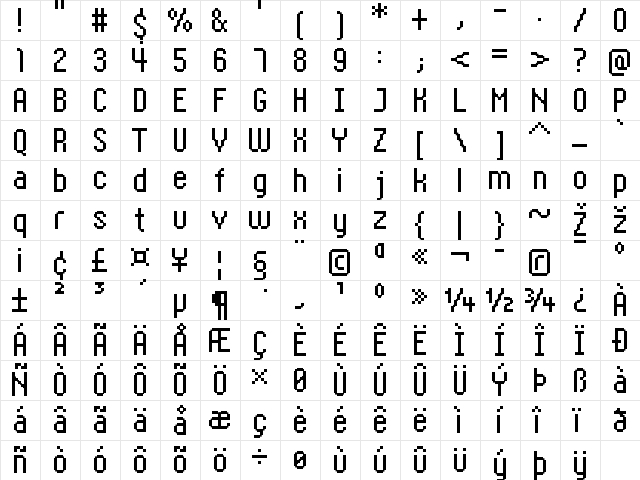 FFF Homepage Extended Regular  glyph index