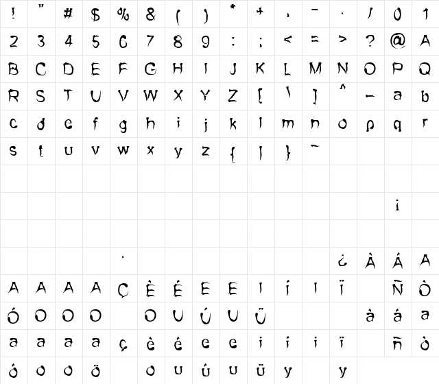 Ataques Regular  glyph index
