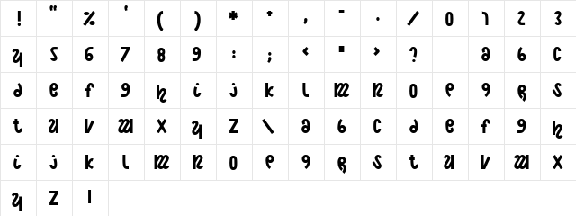 Night Court Regular  glyph index